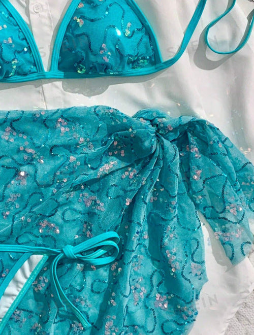 Halter Holiday Beach Three Piece Bikini Swimsuit